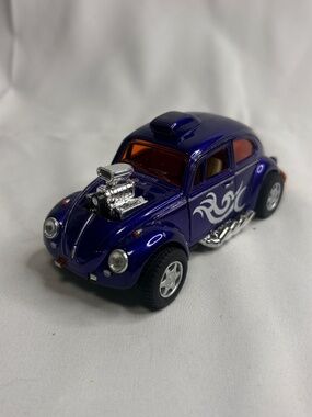1:32 Scale Kinsmart Purple Pullback Volkswagen Beetle Custom Dragracer Diecast